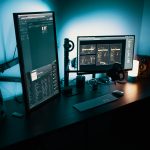 Black flat screen computer monitor
