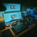 Low light photography of computer gaming rig set