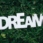 Dream text on green leaves
