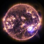 Purple and brown colored planet